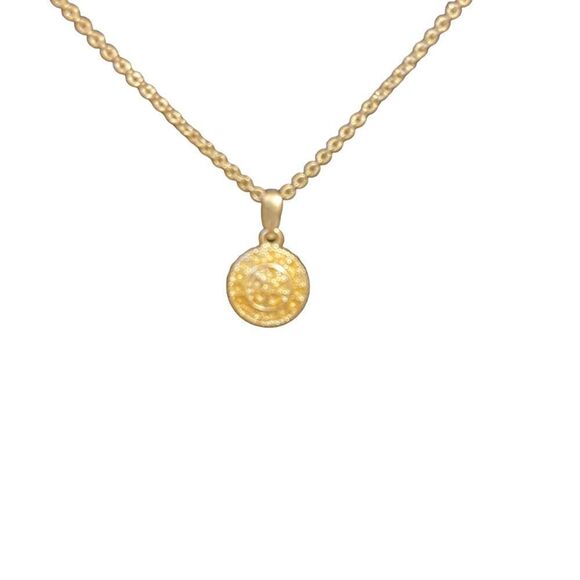 Small Gold and Siver-tone Medallion Necklace with Matching Earrings - Picture 5 of 6